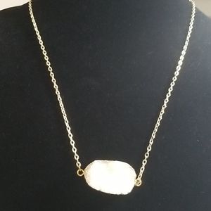 Goldtone druzy quartz necklace